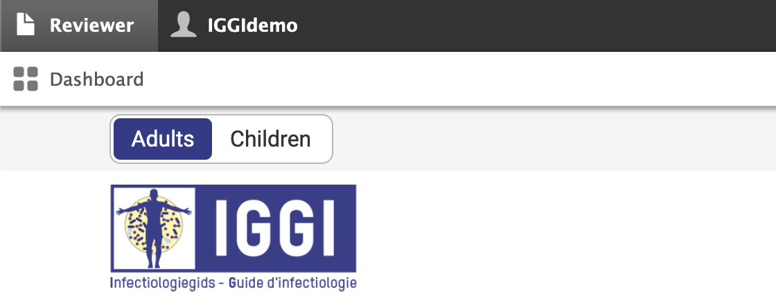 Dashboard link in the toolbar